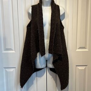 ‎BCBGMAXAZRIA Brown Open Face Sweater Vest Size M/L